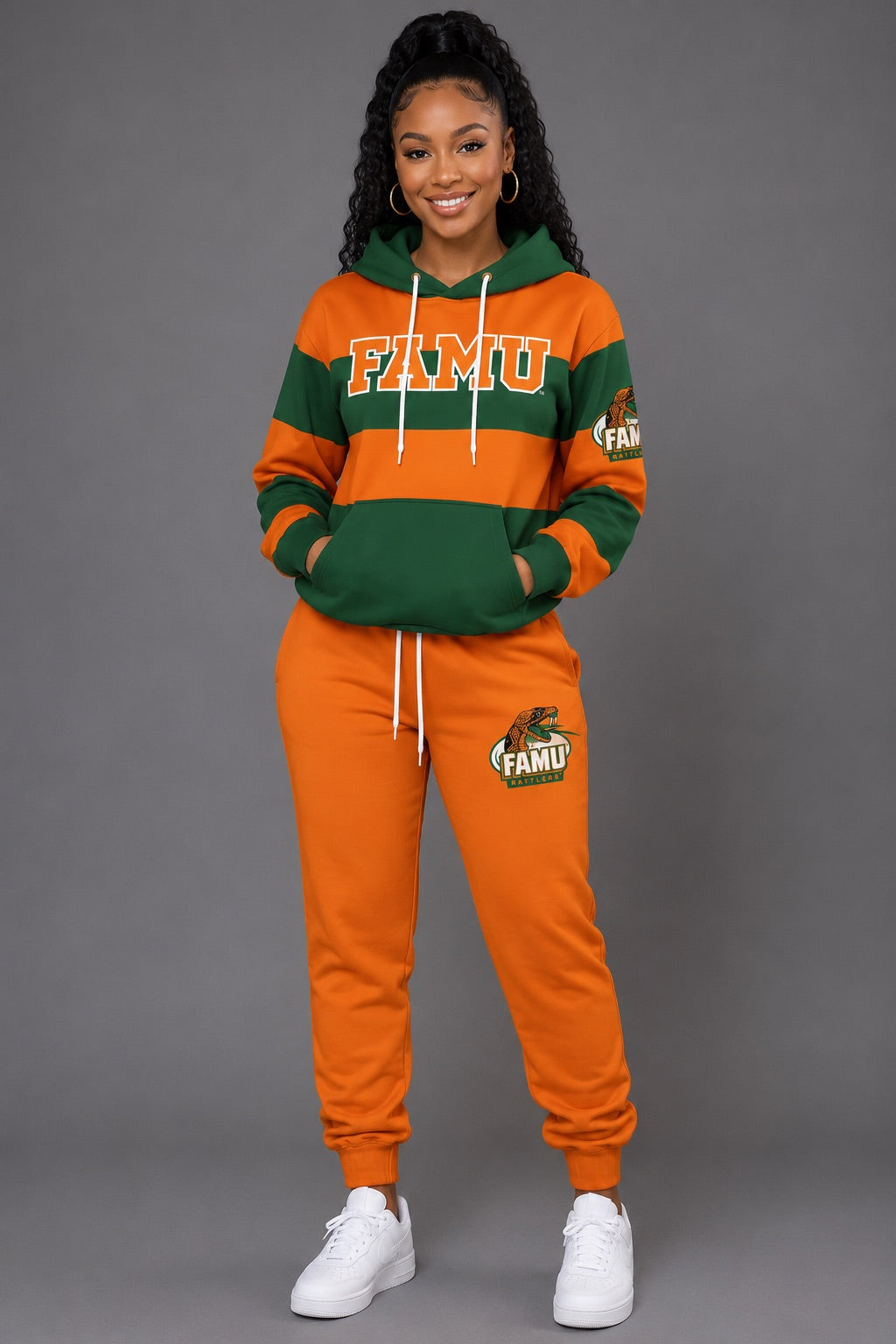 PSA Collegiate FAMU Rugby Striped Hoodie (Unisex)