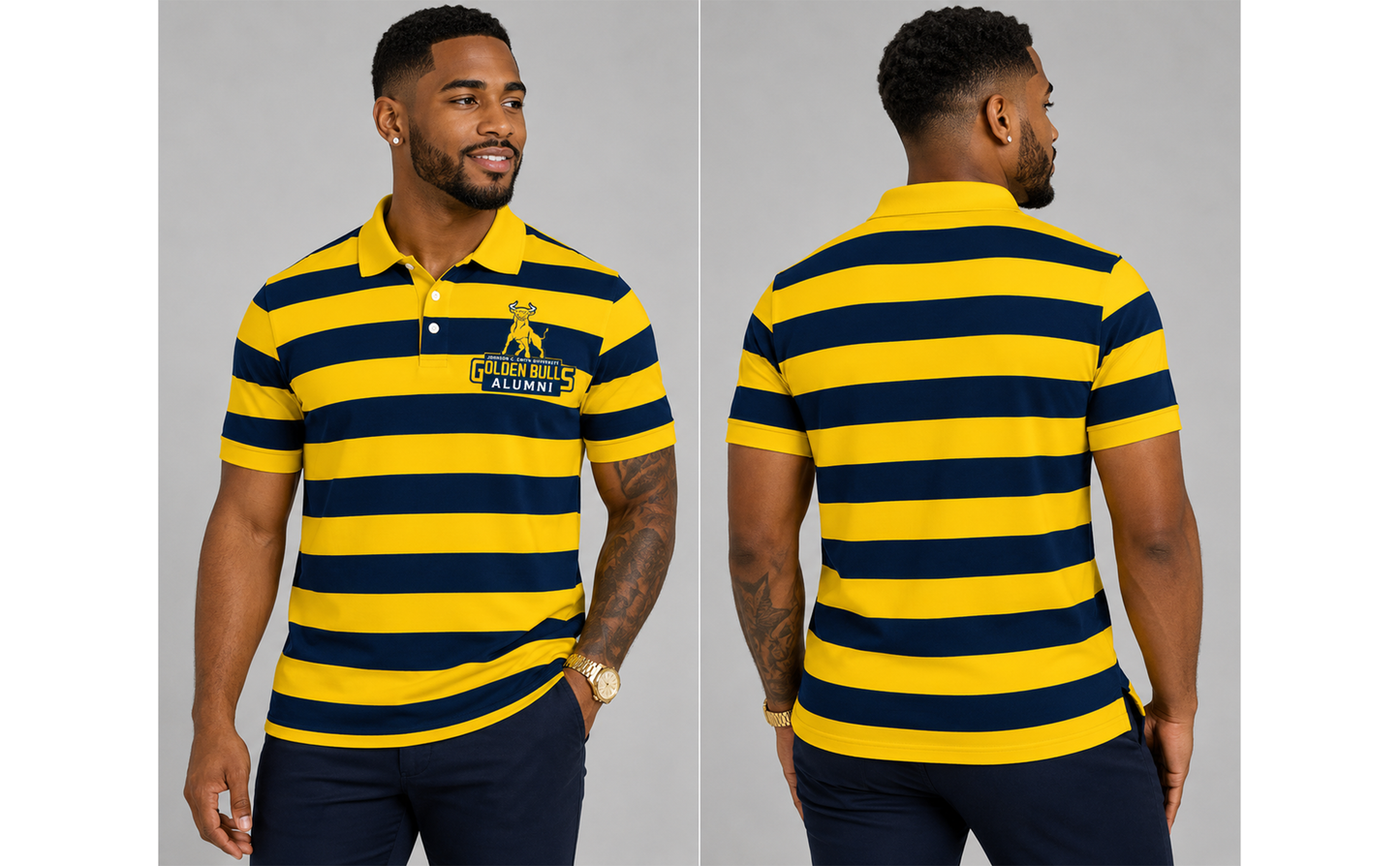 PSA Collegiate Johnson C. Smith University Men's Striped Alumni Polo Shirt