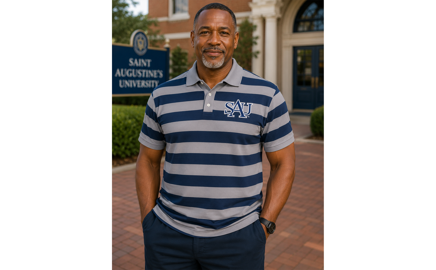 PSA Collegiate Saint Augustine's Falcons Striped Rugby Polo Shirt