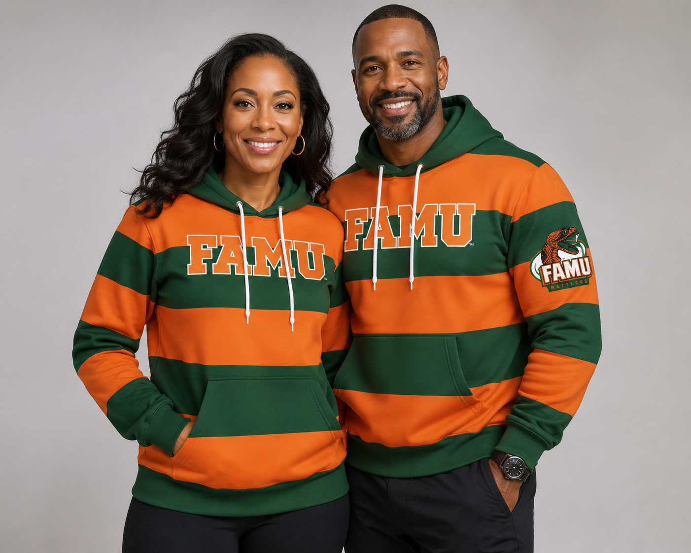 PSA Collegiate FAMU Rugby Striped Hoodie (Unisex)