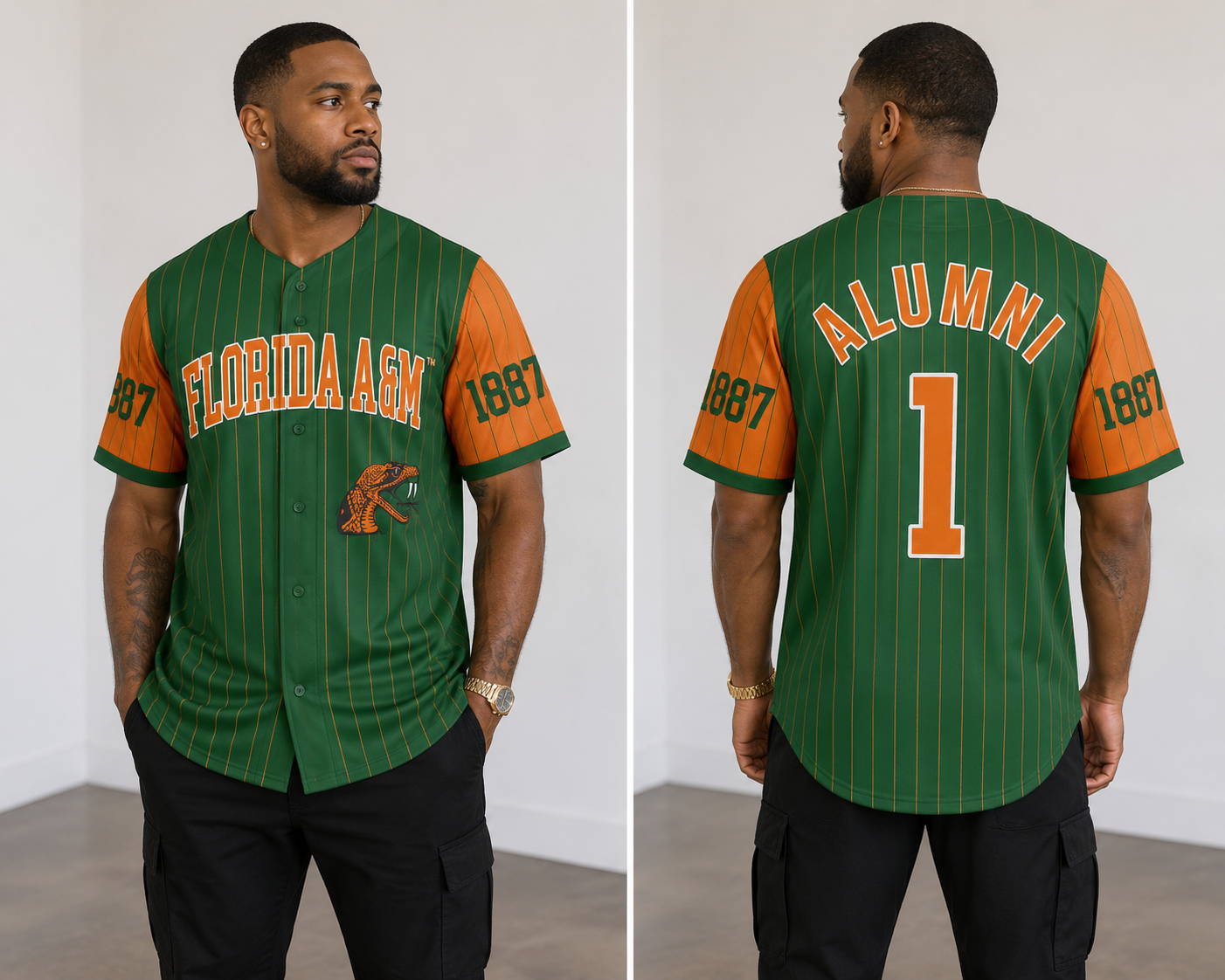PSA Collegiate FAMU Game Time Button-Down Jersey – (Unisex)