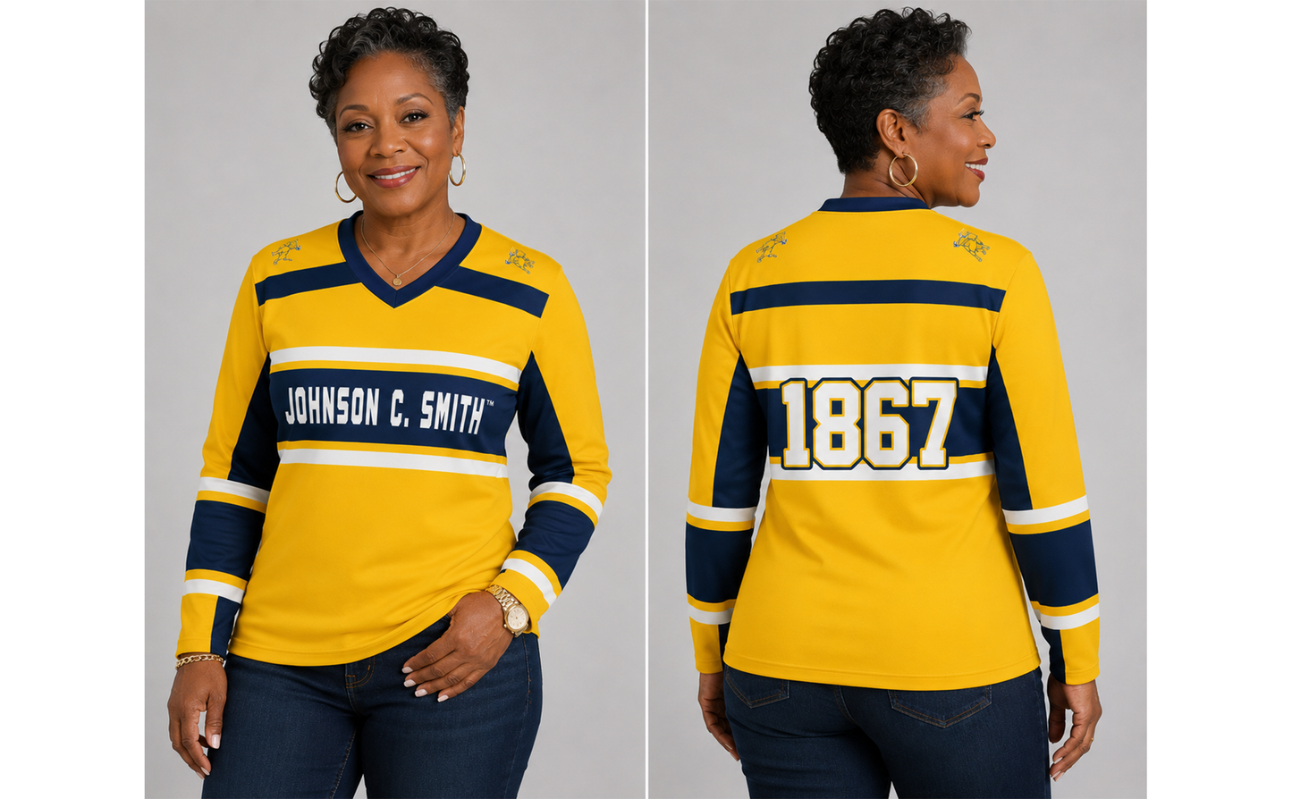 PSA Collegiate Johnson C. Smith University Women's V-Neck Graphic T-Shirt