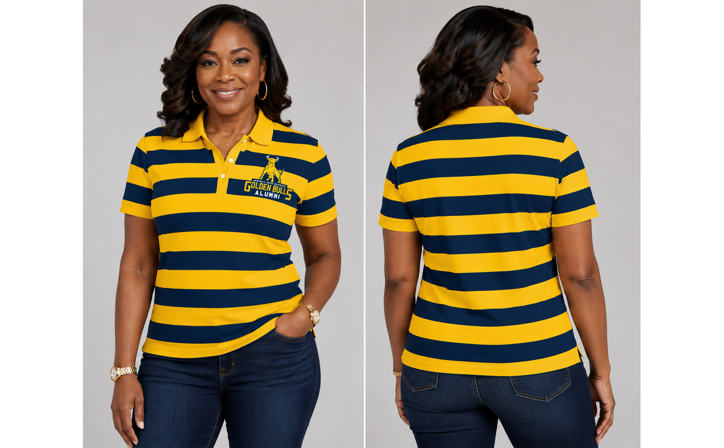 PSA Collegiate Johnson C. Smith University Women's Striped Alumni Polo Shirt