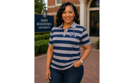 PSA Collegiate Saint Augustine's Falcons Women's Striped Rugby Polo Shirt
