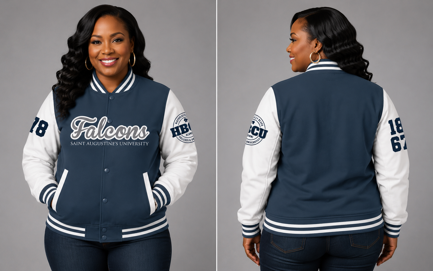 PSA Collegiate Saint Augustine's Falcons Women's Varsity Bomber Jacket