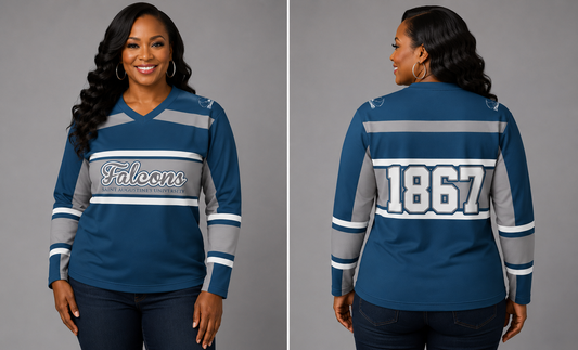 PSA Collegiate Saint Augustine's Falcons Women's 1867 V-Neck LS Jersey