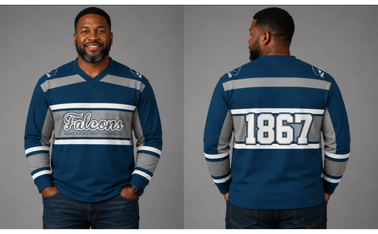 PSA Collegiate Saint Augustine's Falcons 1867 Striped LS Crewneck