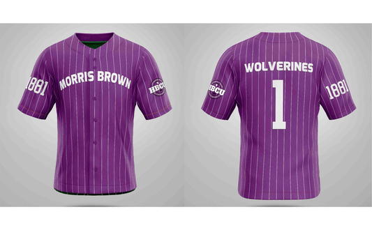 PSA Collegiate Morris Brown Wolverines Baller Pinstripe Baseball Jersey